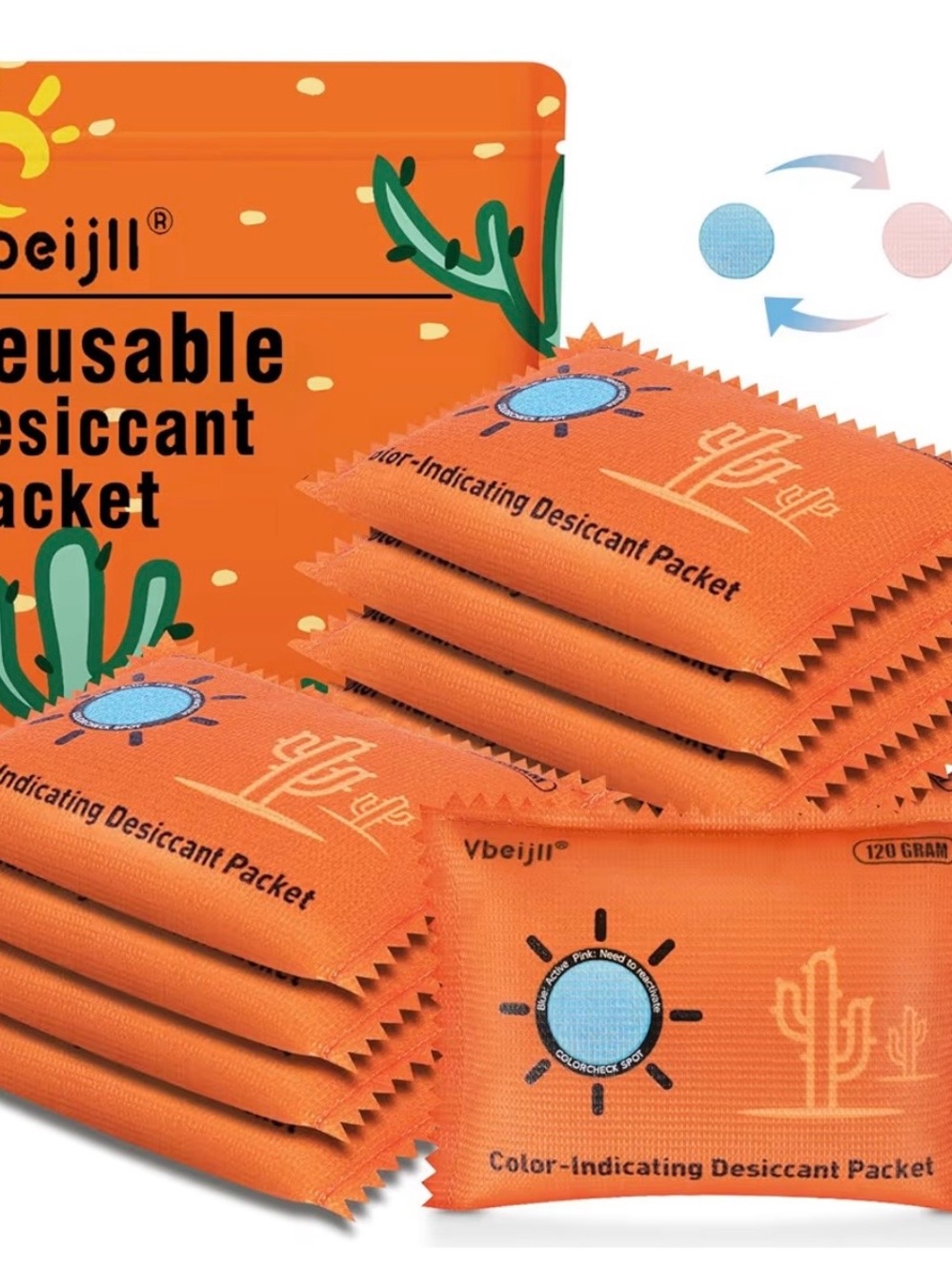 Pack of 10 4.23 oz (120 g) silica gel desiccant packets